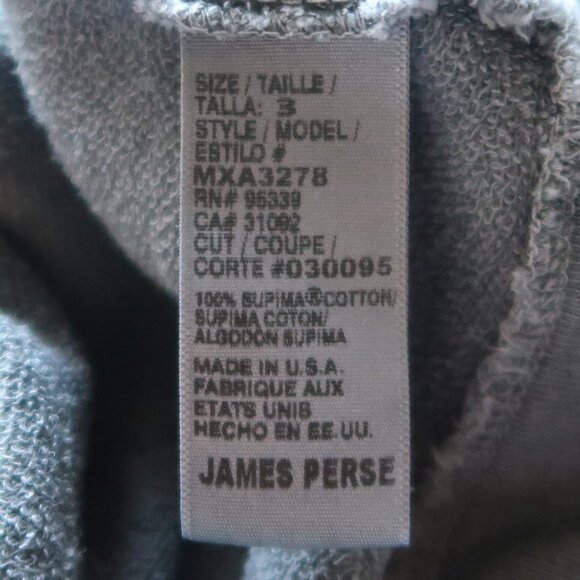 James Perse Standard Cotton Raglan Long Sleeve Sweatshirt in Washed Gray L Large - Picture 5 of 6
